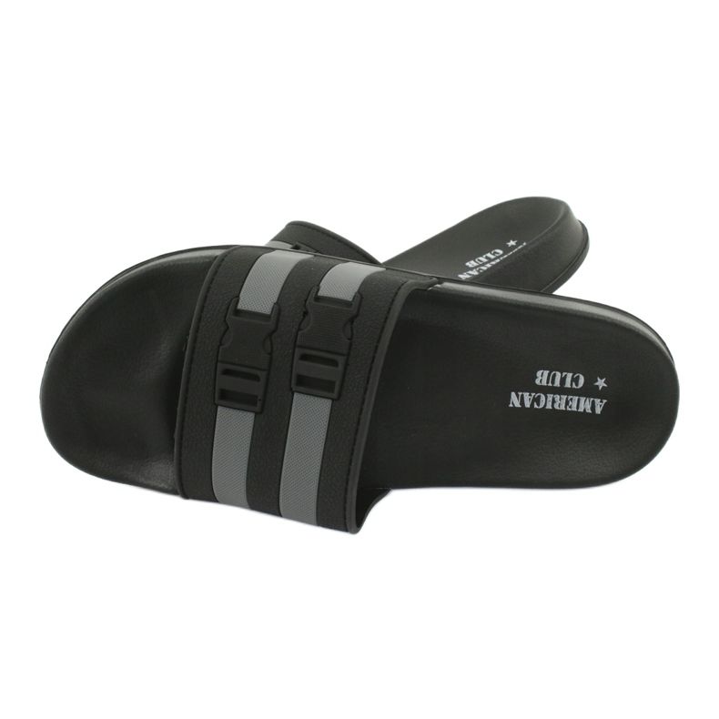 American Club Američke NH15 muške papuče za bazen s dvije pruge za muškarce crna siva 3