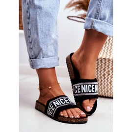 EVE Ženske crne papuče na plutu s BeNice kamenčićima crna 2