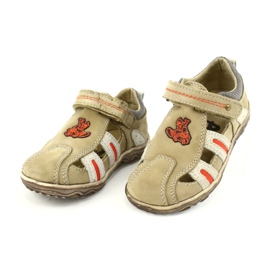 American Club K080 bež sandale na čičak smeđa naranča 2