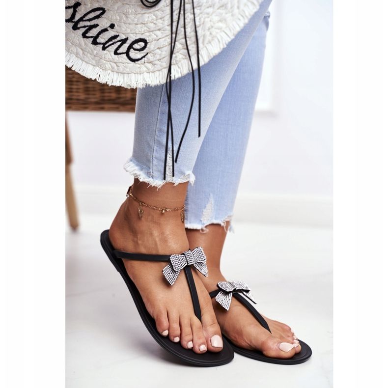 LU BOO Ženske gumene papuče Crne japanke Mašne Gruzija crno 2