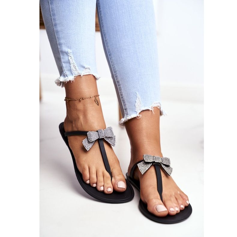 LU BOO Ženske gumene papuče Crne japanke Mašne Gruzija crna 1