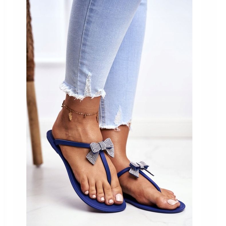 LU BOO Ženske gumene papuče tamnoplave japanke Mašne Gruzija mornarsko plava 1