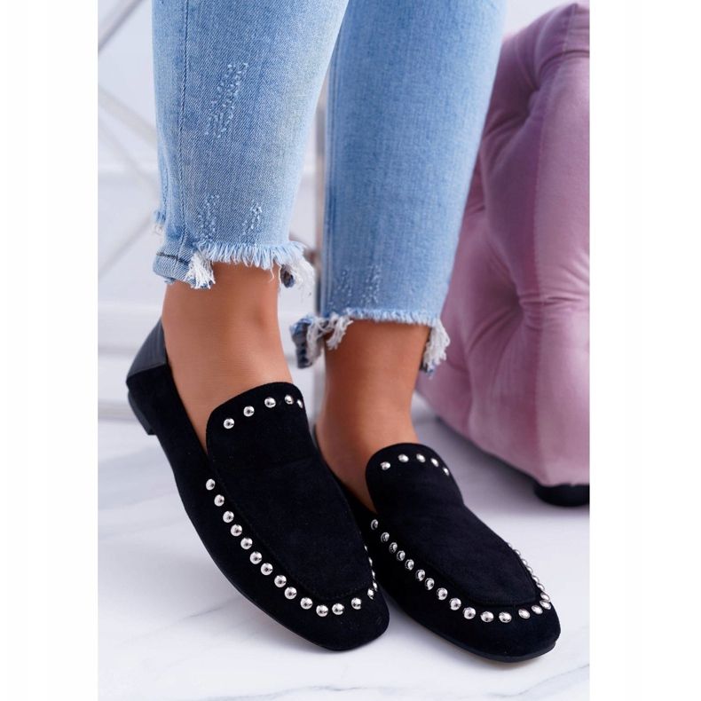 Lu Boo Ženske balerinke Black Lords sa plantažama crno 1