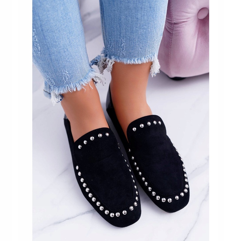 Lu Boo Ženske balerinke Black Lords sa plantažama crno 2