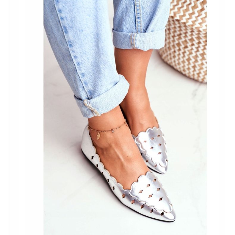 Lu Boo ženske balerinke srebrna metalik Dianna siva 2