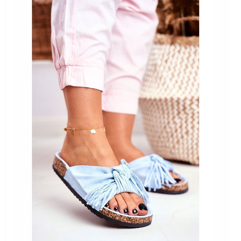 BUGO Ženske plave papuče na marini od pluta plava 2