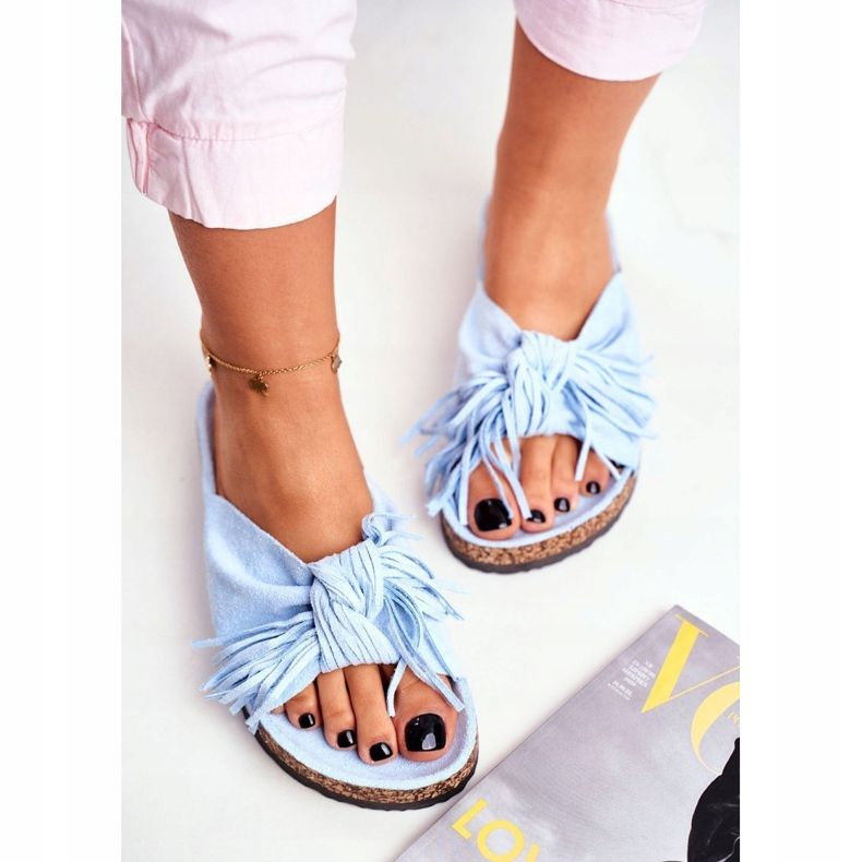 BUGO Ženske plave papuče na marini od pluta plava 1