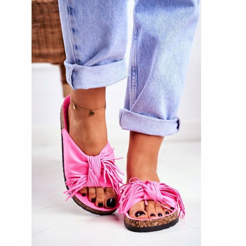 BUGO Ženske ružičaste japanke s fluom na marini od pluta ružičasta 2