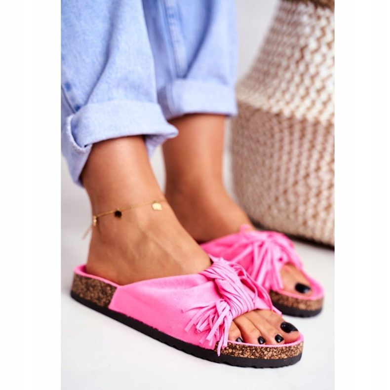 BUGO Ženske ružičaste japanke s fluom na marini od pluta ružičasta 1