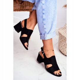 BUGO Ženske sandale na petu Ažur crne boje Valery crno 1