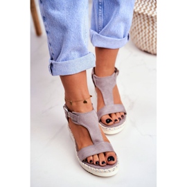 BUGO Ženske sandale na klin Siva Rosa 1