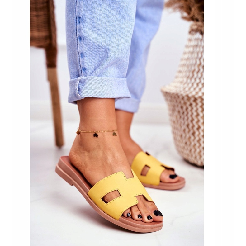 BUGO Ženske papuče Žuta Geometrijska klasična Theodora žuta boja 1