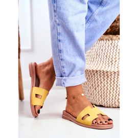 BUGO Ženske papuče Žuta Geometrijska klasična Theodora žuta boja 2