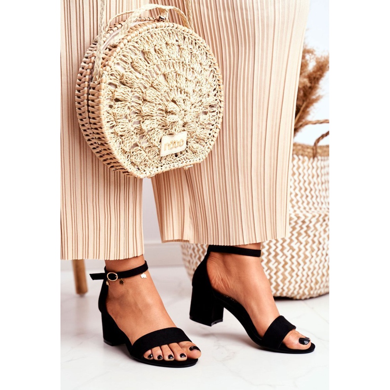 BUGO Ženske crne sandale od antilopa Oh Baby! crno 1