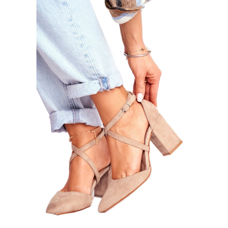 SEA Ženske pumpe na peti u špicu bež prometu 1