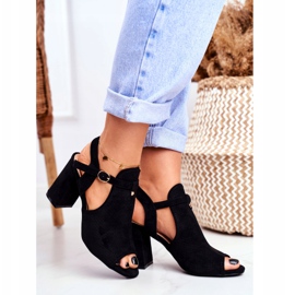 BUGO Ženske sandale na petu Ažur Crna Kira 2