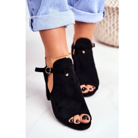 BUGO Ženske sandale na petu Ažur Crna Kira crno 1