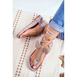 Lu Boo ženske sive sandale sa vezicama japanska Mara siva 3