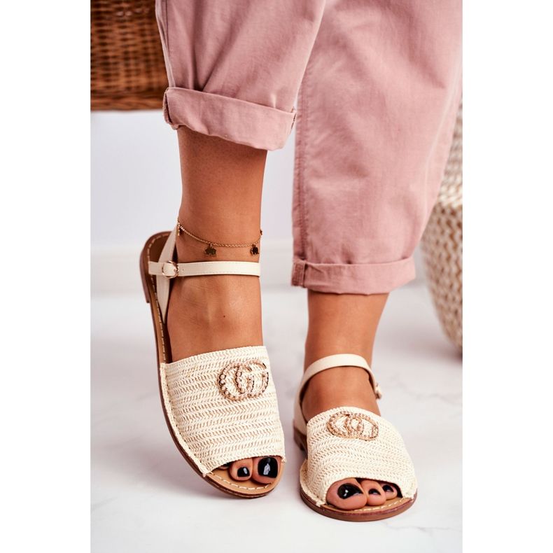 Ženske ravne sandale u bež boji Lu Boo pletene Felicia 2