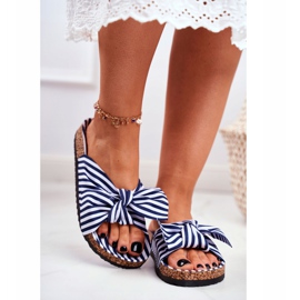 BUGO Ženske papuče s pin-up mašnicama tamnoplave boje Verrone bijela tamnoplava 2