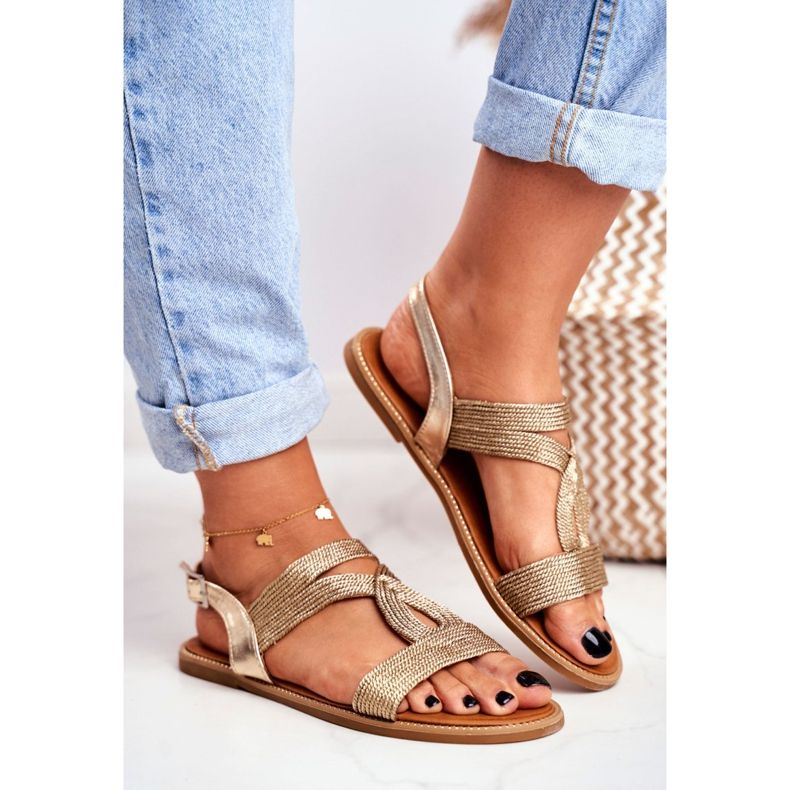 BUGO Ženske ravne sandale Rachel zlatna 2