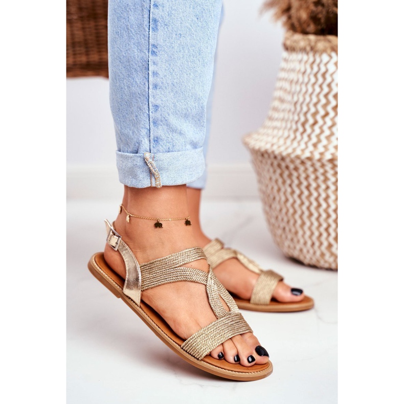 BUGO Ženske ravne sandale Rachel zlatni 1