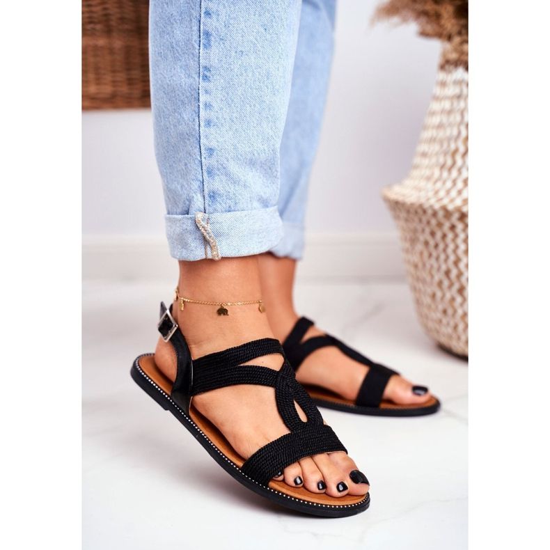 BUGO Ženske sandale ravne crne Rachel crna 1