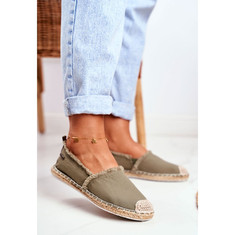 Ženske espadrile s pletenim potplatom, Khaki Big Star DD274760 zelena 1