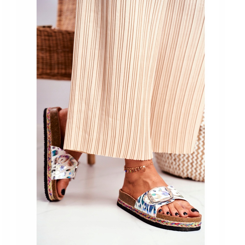 Ženske papuče Big Star metalik uzorak DD274127 bijela 2