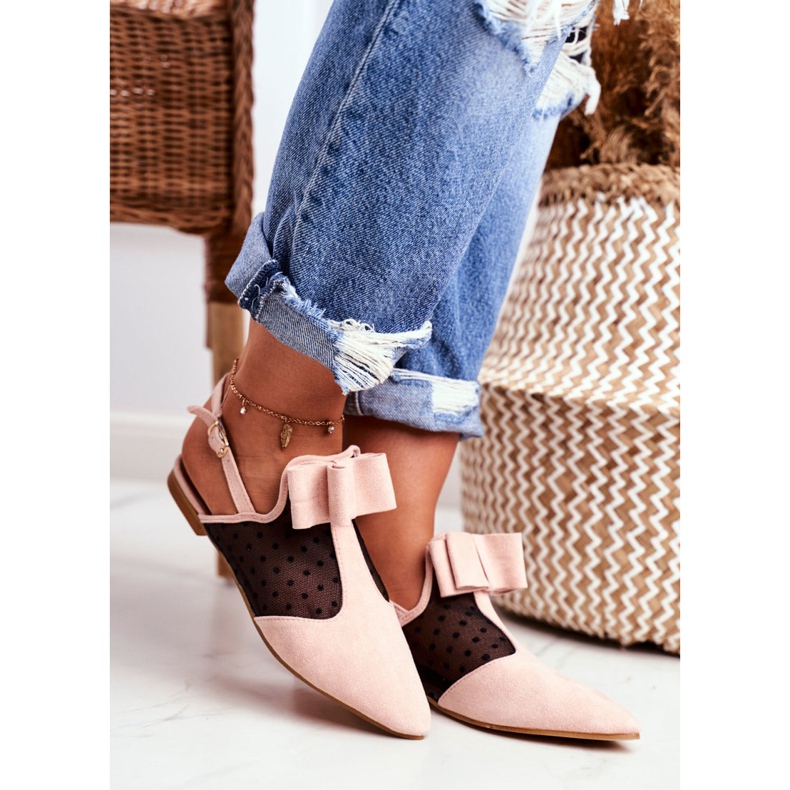 Lu Boo ženske balerine mašne Mule Pink Domino ružičasta 2