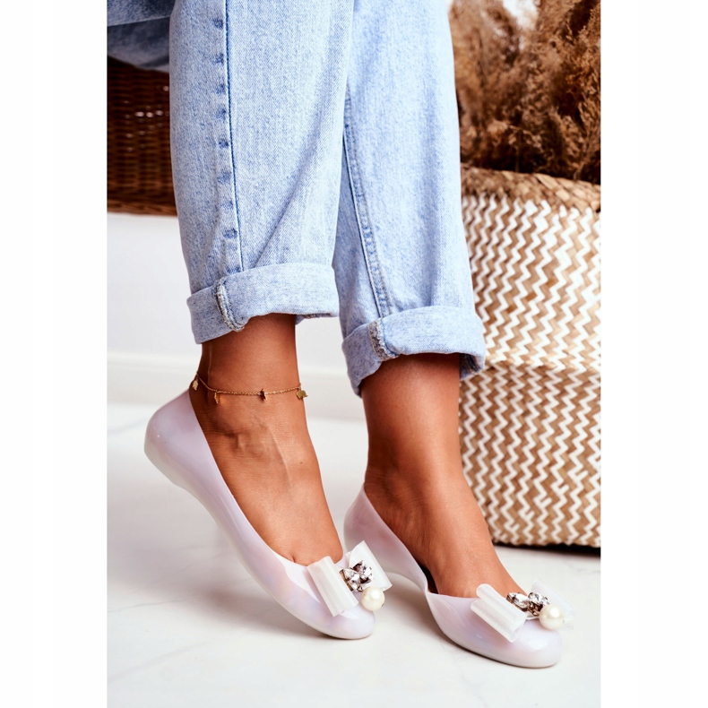 LU BOO Gumene balerinke Bijeli Meliski mašne Pearl Millie bijela 2