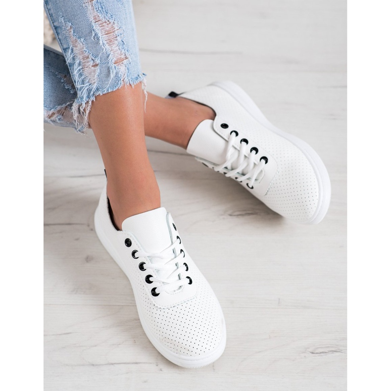 SHELOVET Ažurne tenisice s eko kožom bijela 1