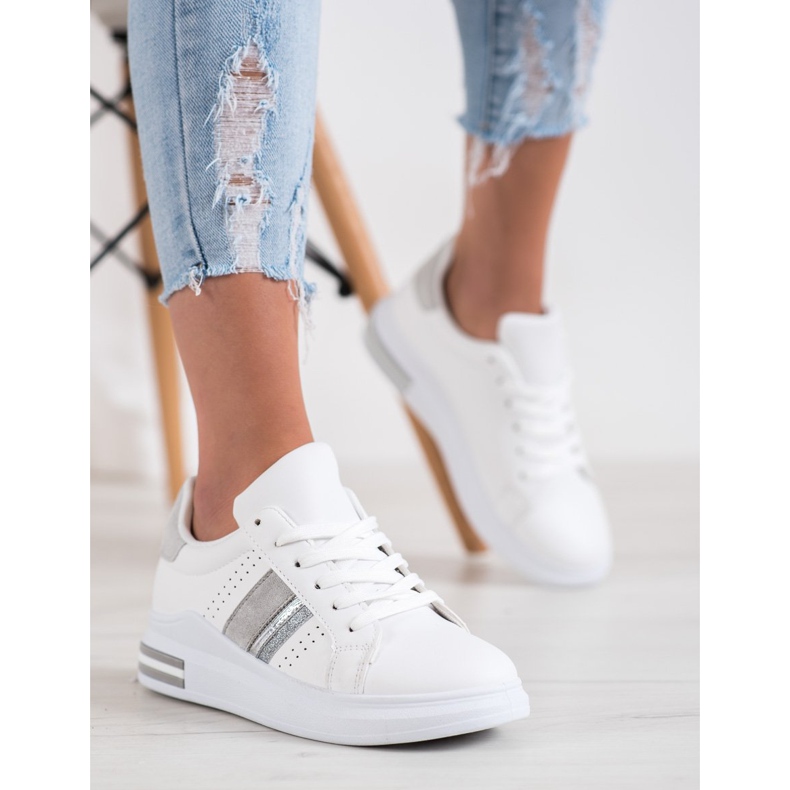 SHELOVET Tenisice s umetcima od antilopa bijela 1