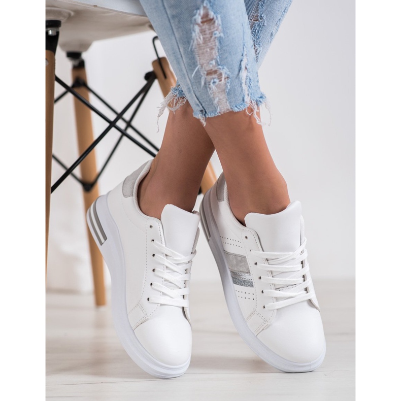 SHELOVET Tenisice s umetcima od antilopa bijela 2