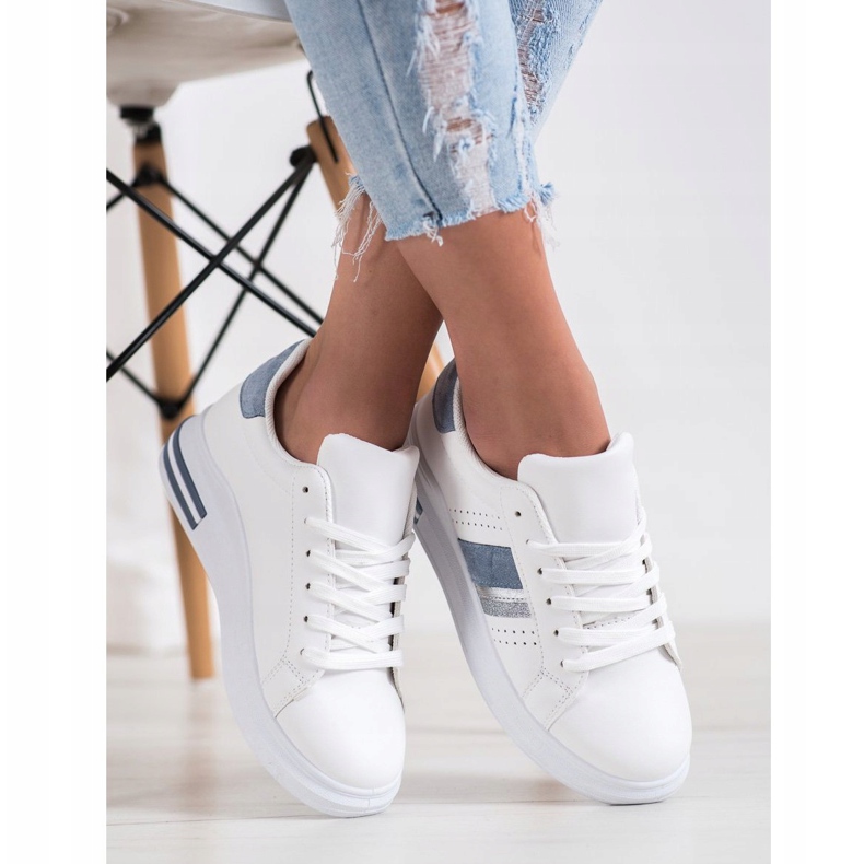 SHELOVET Tenisice s umetcima od antilopa bijela 2