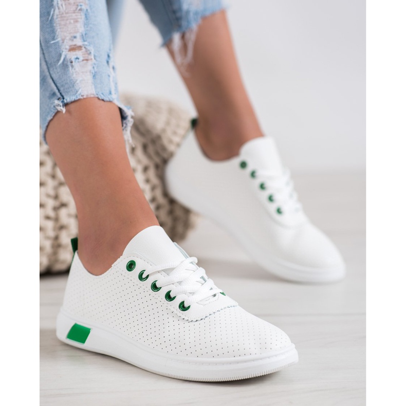 SHELOVET Ažurne tenisice s eko kožom bijela 2