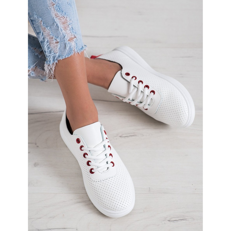 SHELOVET Ažurne tenisice s eko kožom bijela 1