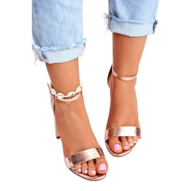 ADY Ženske sandale na štiklu zlatne ružičaste Anastasie zlatna 2