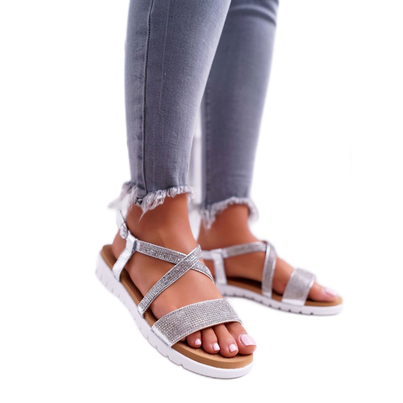 Ženske sandale Lu Boo s kubnim cirkonijem 406-5 srebrna Stella siva 1