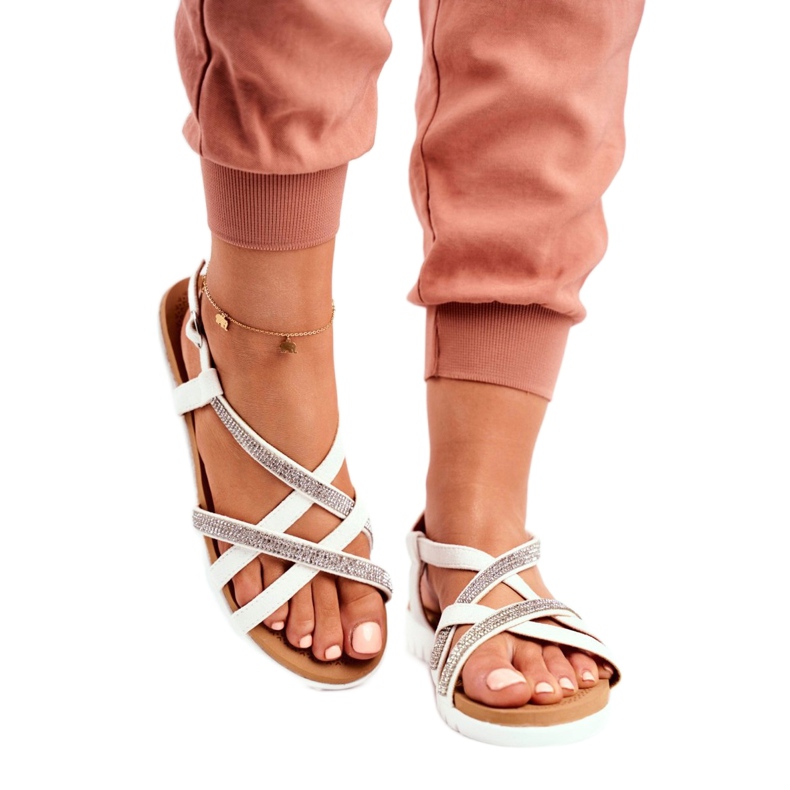 Ženske sandale Lu Boo s kubnim cirkonijem 406-6 bijeli Feen bijela siva 3