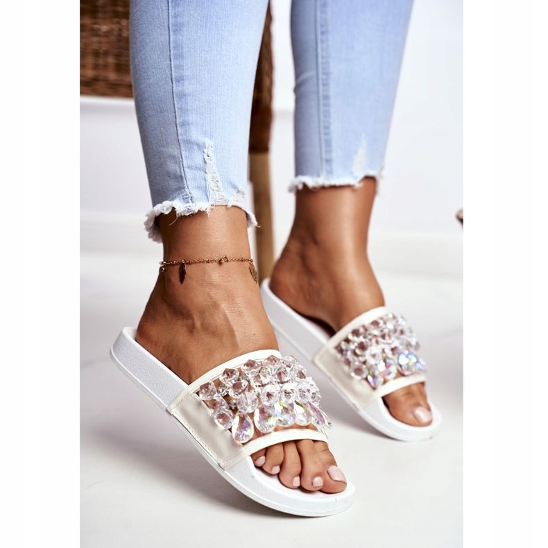 Ženske papuče Lu Boo Crystals White Bobbi bijela 2