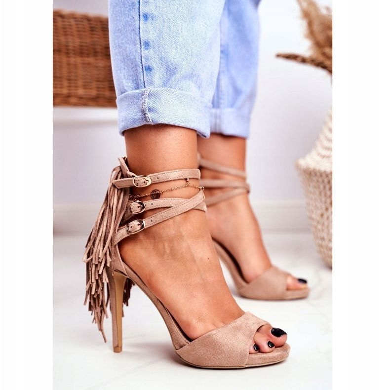 LU BOO Ženske sandale na karnevalu gladijatora visoke pete u karnevalu bež 1