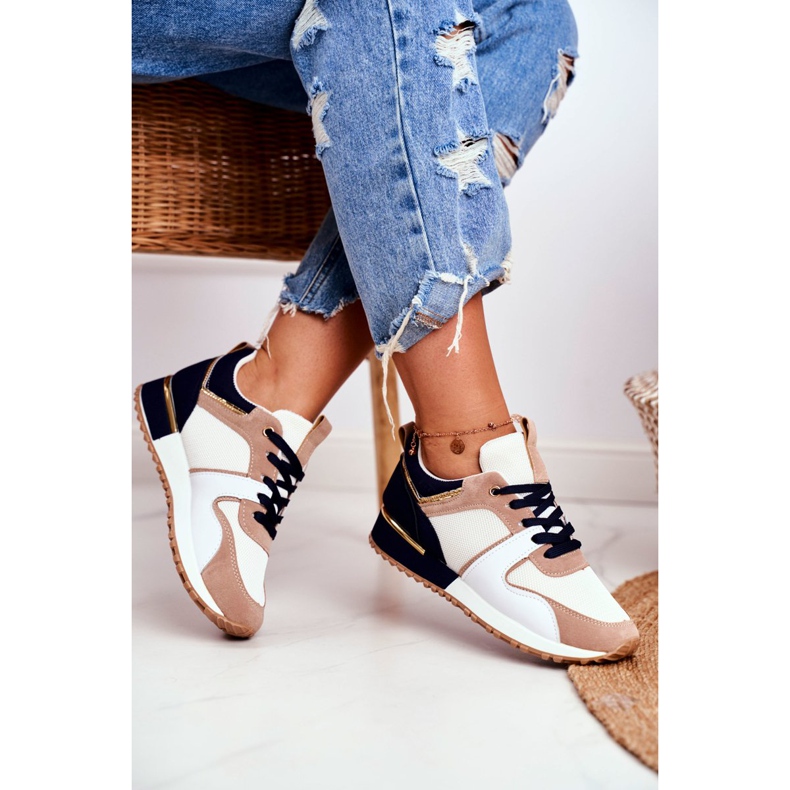 EVE Ženske sportske cipele Bež Golden Clementine Elements bijela smeđa zlatni 2