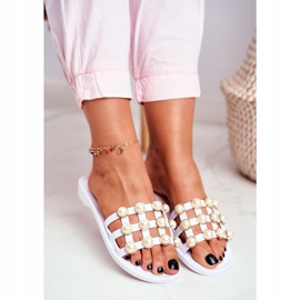 LU BOO Ženske gumene papuče bijeli Estelle biseri bijela 2