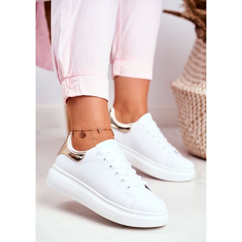 Ženske sportske cipele Lu Boo bijele metalik zlatne Matilda bijela žuta boja 1