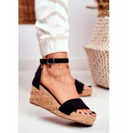 PS1 Ženske sandale na klin crne MarryMe crna 1