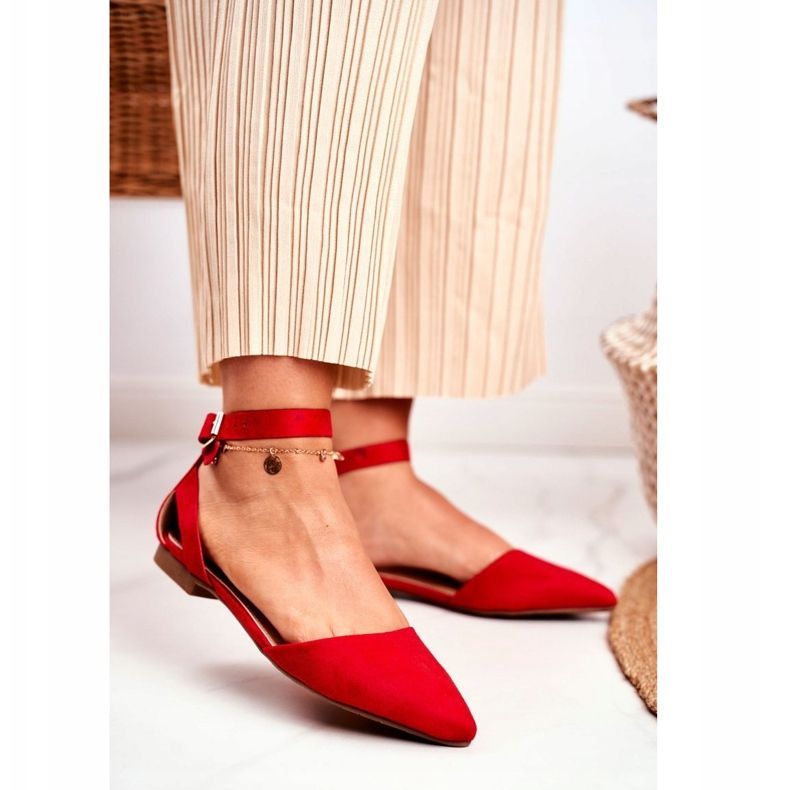 PS1 Ženske crvene ravne balerinke s pojasom s Allison Spitz crvena 1