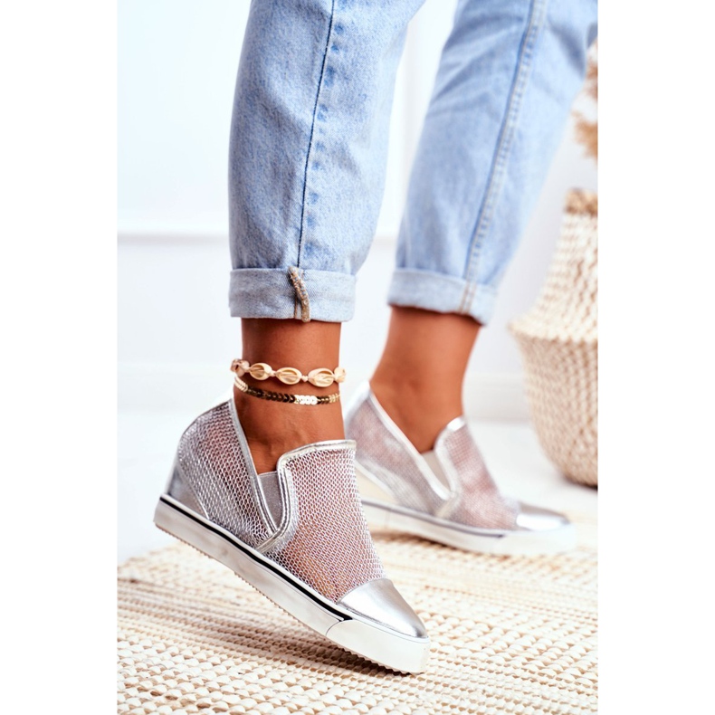 Ženske Lu Boo tenisice s mrežastim srebrnim Morgonom siva 1