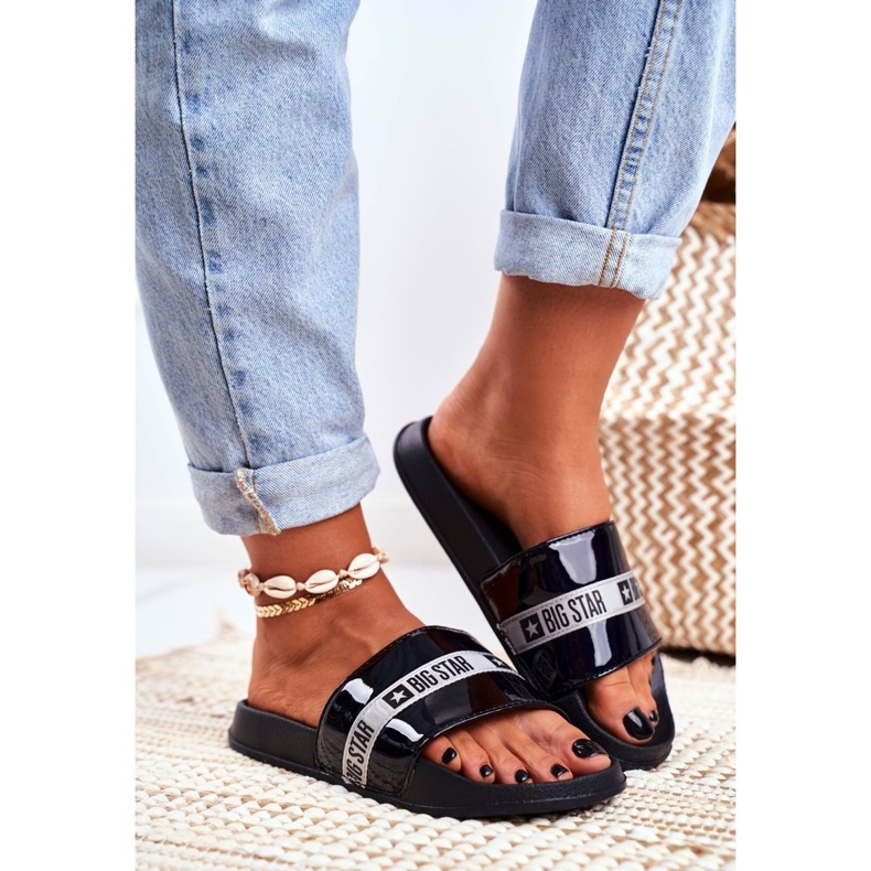 Ženske papuče Big Star lakirane crne GG274007 crno 1