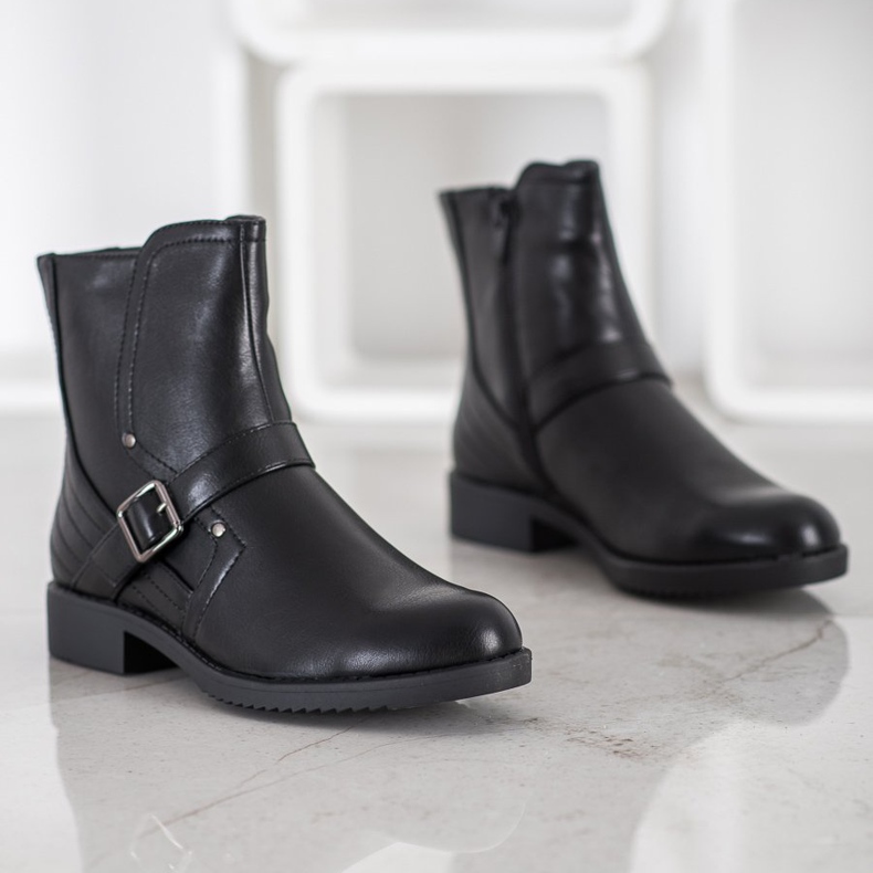 J. Star Čizme na ravnu petu crna 1